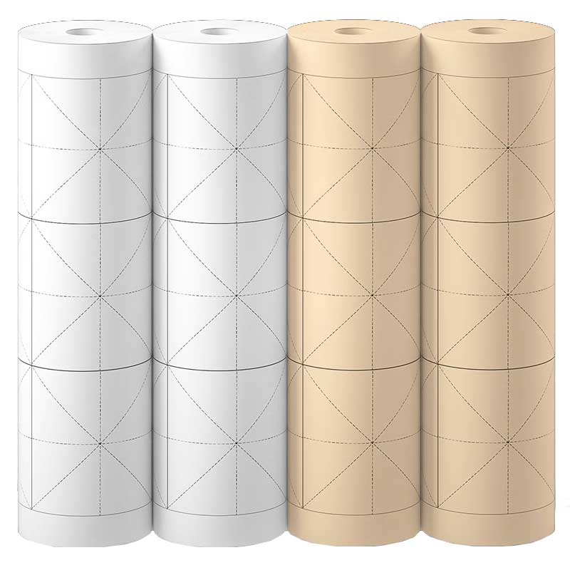 [Beginner-friendly] Rice-shaped long roll rice paper for beginners to practice, special grid paper, half-cooked brush calligraphy practice paper, thick roll, white 