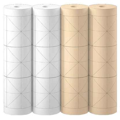 [Beginner-friendly] Rice-shaped long roll rice paper for beginners to practice, special grid paper, half-cooked brush calligraphy practice paper, thick roll, white 