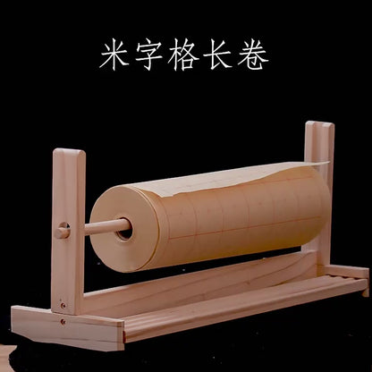 [Beginner-friendly] Rice-shaped long roll rice paper for beginners to practice, special grid paper, half-cooked brush calligraphy practice paper, thick roll, white 