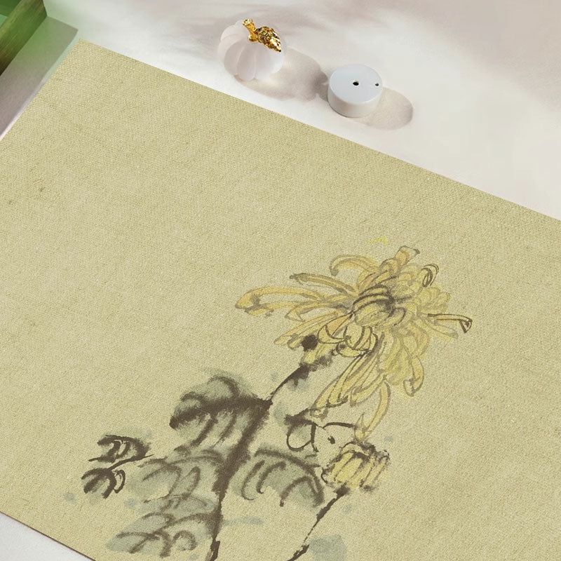 加厚皮面背面防滑創意印花國風書畫防骯羊毛氈墊【山水繫列】